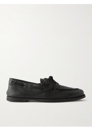 John Lobb - Foil Full-Grain Leather Boat Shoes - Men - Black - UK 6