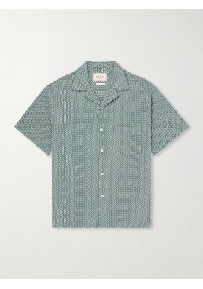 Portuguese Flannel - Portuguese Tile Camp-Collar Embroidered Cotton-Blend Shirt - Men - Green - XS