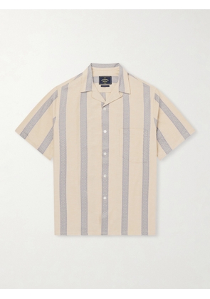 Portuguese Flannel - Lousada Camp-Collar Embroidered Striped Cotton Shirt - Men - Neutrals - XS