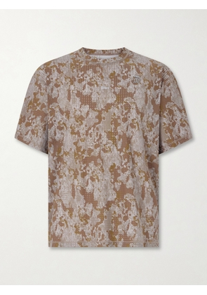 Satisfy - Embellished Logo-Appliquéd Space-O™ Mesh T-shirt - Men - Brown - XS