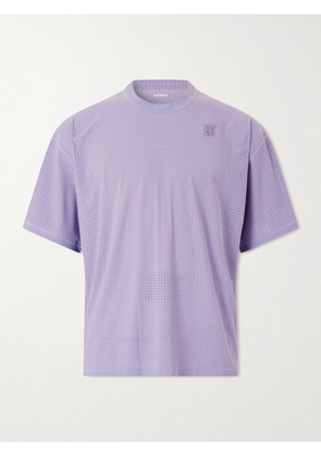 Satisfy - Embellished Logo-Appliquéd Space-O™ Mesh T-shirt - Men - Purple - XS