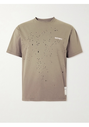 Satisfy - Logo-Print Distressed MothTech™ Organic Cotton-Jersey T-Shirt - Men - Brown - XS