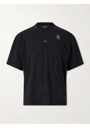 Satisfy - Embellished Logo-Appliquéd Space-O™ Mesh T-shirt - Men - Black - XS
