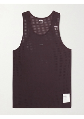 Satisfy - Embellished Logo-Appliquéd Space-O™ Mesh Tank Top - Men - Brown - XS