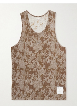 Satisfy - Embellished Logo-Appliquéd Space-O™ Mesh Tank Top - Men - Brown - XS