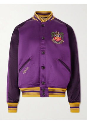 Polo Ralph Lauren - Embroidered Cotton-Blend Satin Bomber Jacket - Men - Purple - S