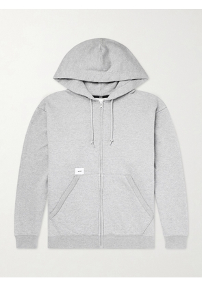 WTAPS - Throwdy Logo-Appliquéd Cotton-Jersey Zip-Up Hoodie - Men - Gray - S