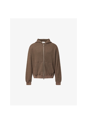Mens The Couture Club Zip-Up Waffle-Knit Cotton Hoody