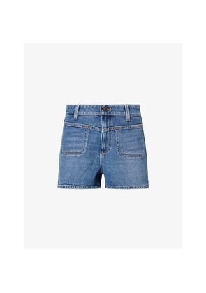 Womens Paige Dani Stitched-Pocket Denim Shorts