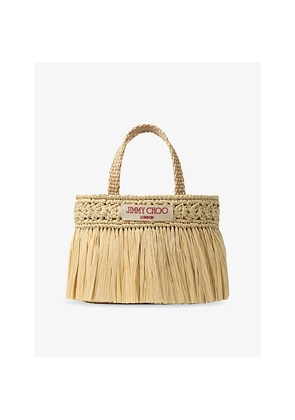 Womens Jimmy Choo Mini Beach Woven Raffia Tote Bag
