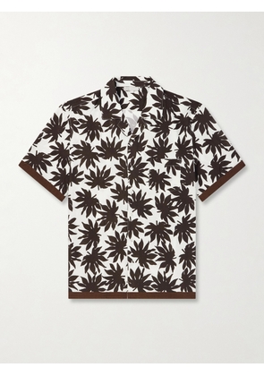 Onia - Camp-Collar Printed Satin Shirt - Men - Brown - S