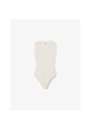Womens Claudie Pierlot V-Neck Jacquard Knitted Bodysuit