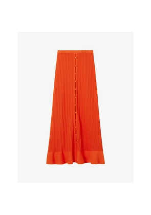 Womens Claudie Pierlot Button-Front Ruffle-Hem Crochet Maxi Skirt