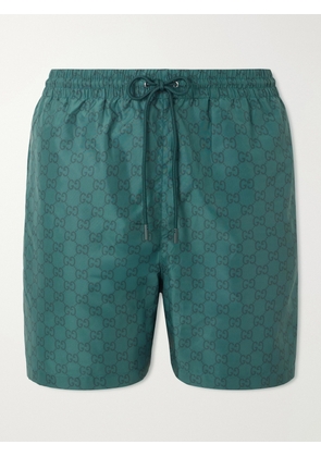 Gucci - Straight-Leg Short-Length Logo-Print Swim Shorts - Men - Green - IT 48