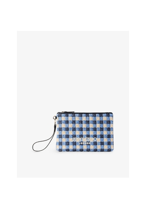 Womens Jimmy Choo Gingham Raffia Zipped Pouch