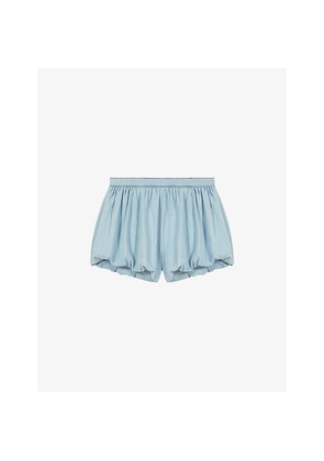 Womens Maje Balloon-Leg Branded-Patch Chambray Skort