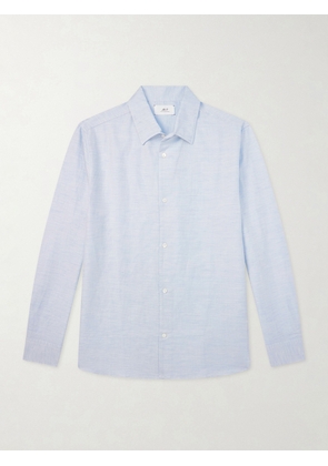 Mr P. - Cutaway-Collar Cotton, Linen and Cashmere-Blend Shirt - Men - Blue - XS