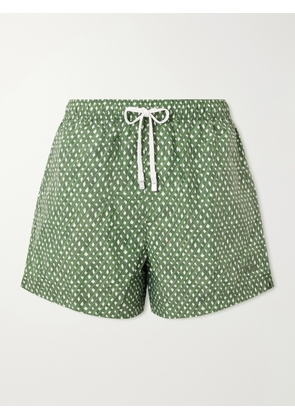 Zegna - Straight-Leg Printed Cotton Swim Shorts - Men - Green - S