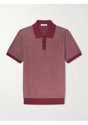 Mr P. - Honeycomb-Knit Silk and Cotton-Blend Polo Shirt - Men - Red - XS