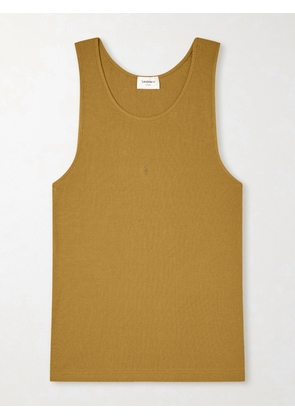 SAINT LAURENT - Logo-Embroidered Ribbed Cotton Tank Top - Men - Brown - L