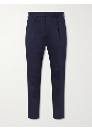 NN07 - Tapered Pleated Organic Cotton-Blend Twill Trousers - Men - Blue - UK/US 28