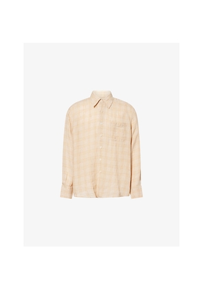 Mens Our Legacy Above Check Linen Shirt