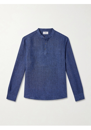 Mr P. - Herringbone Linen Shirt - Men - Blue - XS