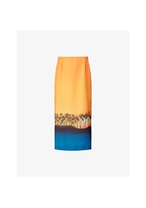 Womens Rosie Antwerp Dora Sunset-Print Woven Maxi Skirt