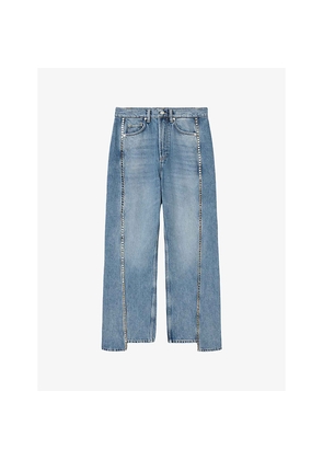 Womens Allsaints Frankie Stud Wide-Leg Jeans