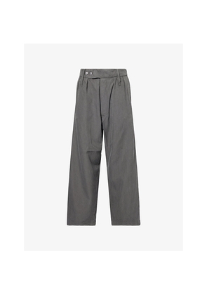 Mens A.Presse Wide-Leg Pleated Cotton-And-Silk Trousers