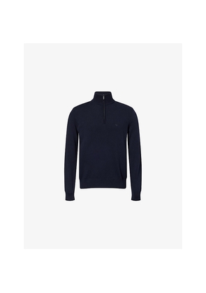 Mens Emporio Armani Funnel-Neck Embroidered-Logo Cotton Jumper