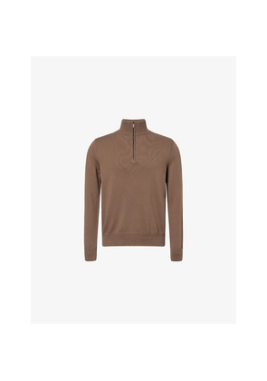 Mens Emporio Armani Funnel-Neck Embroidered-Logo Cotton Jumper