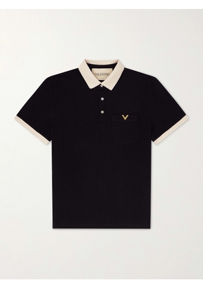 Valentino Garavani - VGold Cotton-Piqué Polo Shirt - Men - Black - S