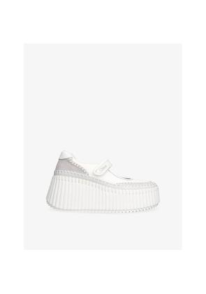 Womens Chloe Nama Platform Leather and Suede Ballet Flats