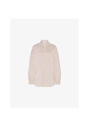 Womens The Row Gavina Classic Stripe Silk Shirt