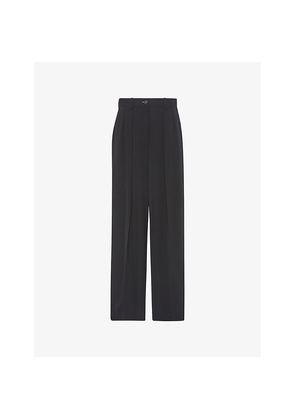 Womens The Row Igor Pleat Straight-Leg Woven Trousers