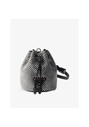 Womens Prada Mini Icon Satin and Crystals Keychain Charm