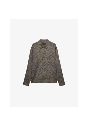 Mens Prada Printed Zip-Through Cotton-Blend Shirt