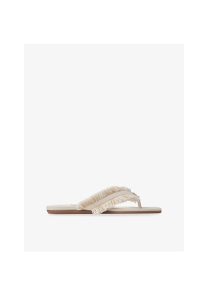 Womens Jimmy Choo Bay Canvas Flat Sandals