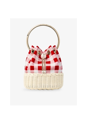 Womens Jimmy Choo Bon Bon Gingham Cotton Top-Handle Bag