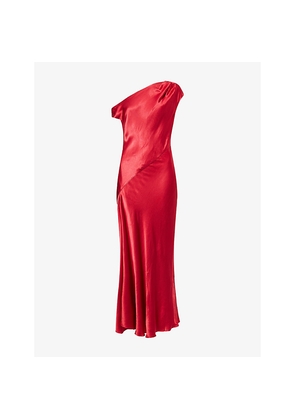 Womens Shona Joy Tatum Asymmetrical Satin Maxi Dress