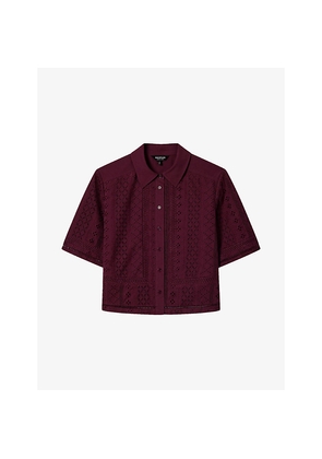 Womens Whistles Short-Sleeved Broderie Cotton Shirt