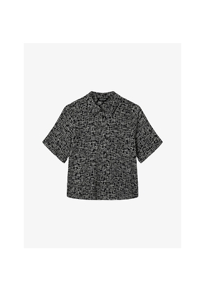 Womens Whistles Grid-Print Short-Sleeved Woven Shirt