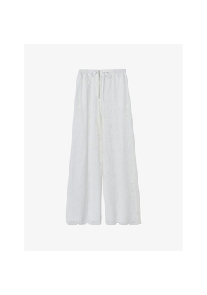 Womens Claudie Pierlot Wide-Leg Elasticated-Waist Lace Trousers
