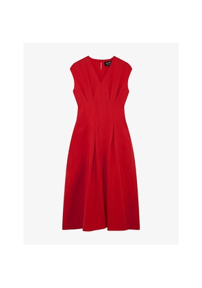 Womens Whistles V-Neck Linen-Blend Midi Dress