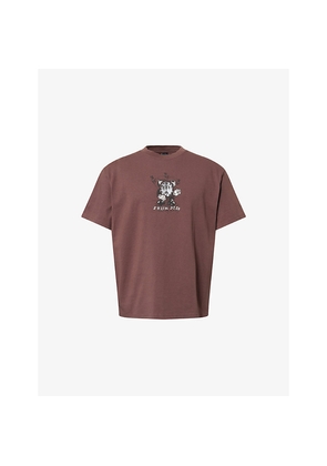 Mens Braindead Time Is Nigh Logo-Print Cotton T-Shirt