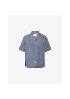Mens Givenchy Appliqué-Logo Gingham Cotton Bowling Shirt