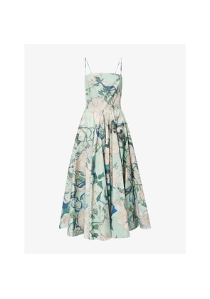 Womens Givenchy Floral-Print A-Line Cotton Midi Dress