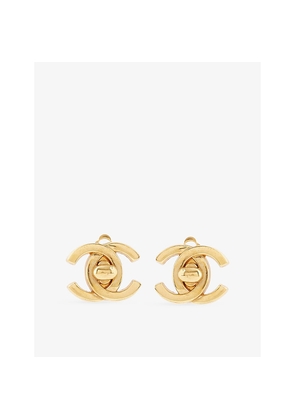 Womens Reselfridges Pre-Loved Chanel CC Turn-Lock Gold-Plated Clip-On Earrings