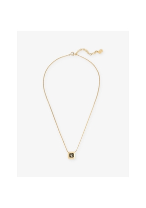 Womens Reselfridges Pre-Loved Dior Cd Logo-Plate Gold-Plated Pendant Necklace